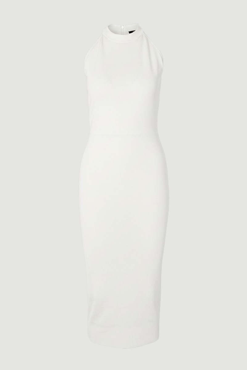 Viscose Blend Slinky Sheer Lace Back Detail Knit Midi Dress - 1