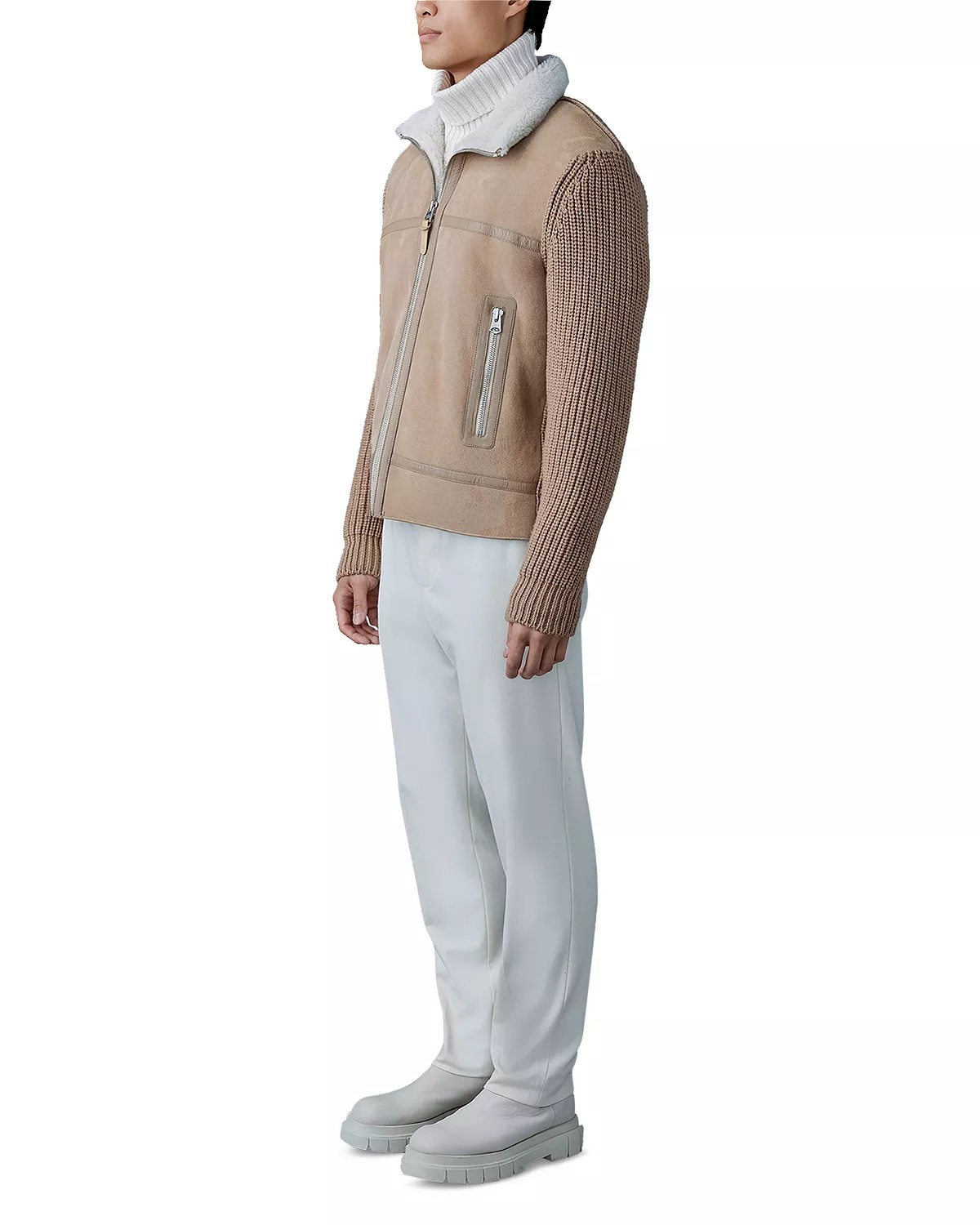 Mixed Media Zip Front Jacket - 2