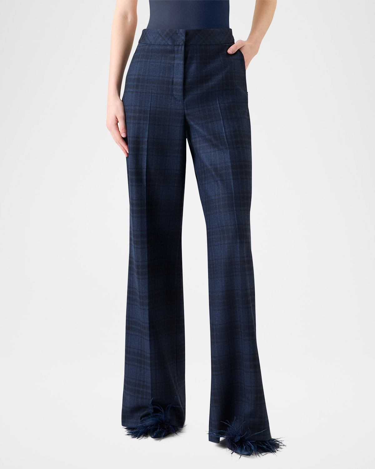 Fior Check Wool Flannel Wide-Leg Trousers - 2