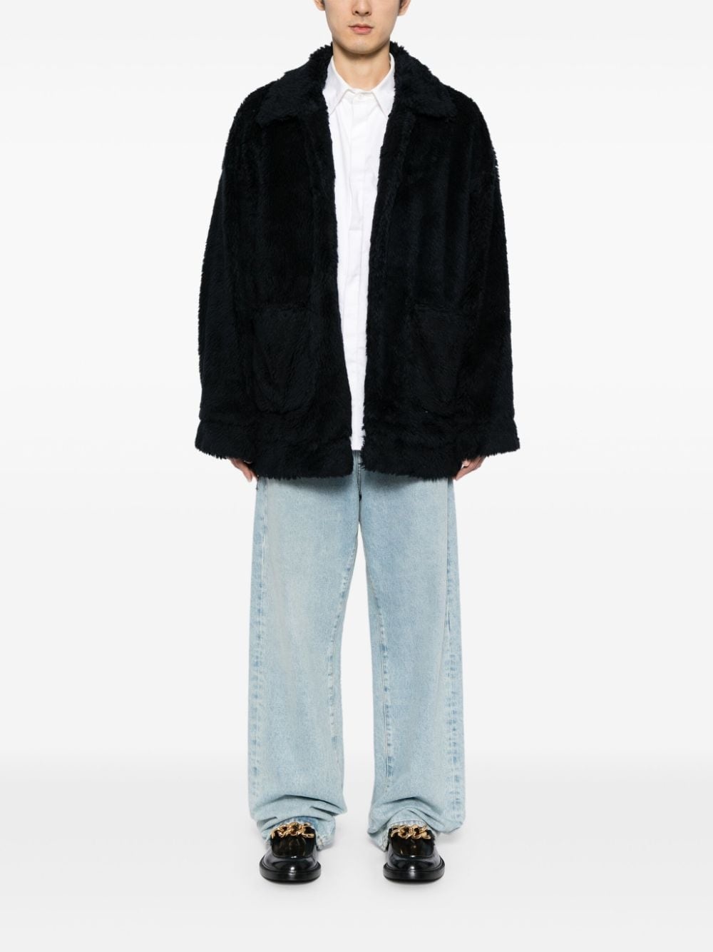hand-painted faux-fur jacket - 2