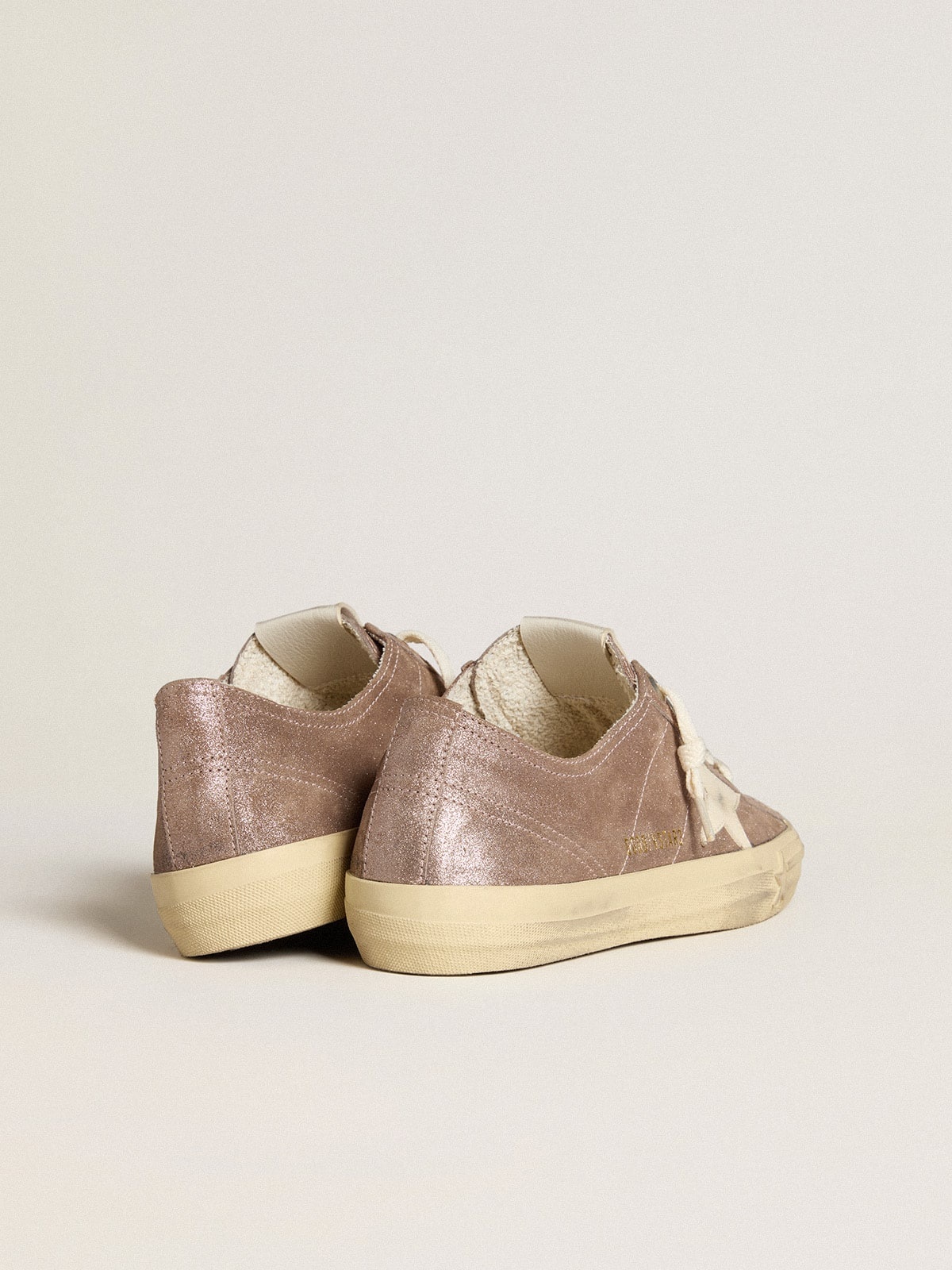 V-Star in light brown metallic suede with cream leather star - 4