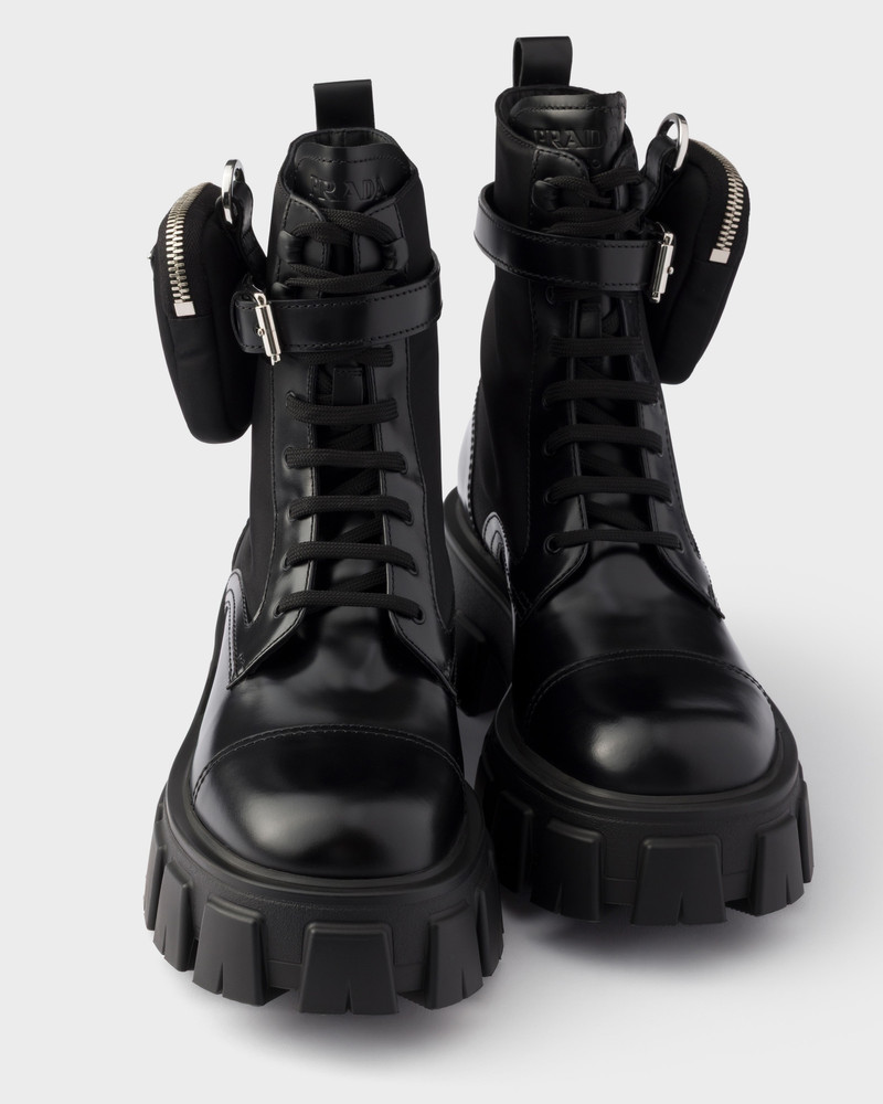 Monolith leather and Re-Nylon booties with pouch 6