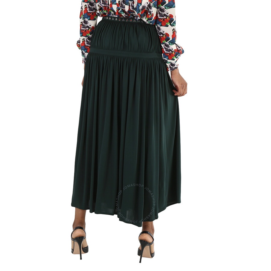 Chloe Ladies Eclipse Green Bohemian Jupon Fluid Pleated Midi Skirt - 5
