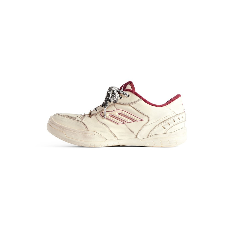 BALENCIAGA Women's Hamptons Medium Worn-out Sneaker in Off White/red outlook
