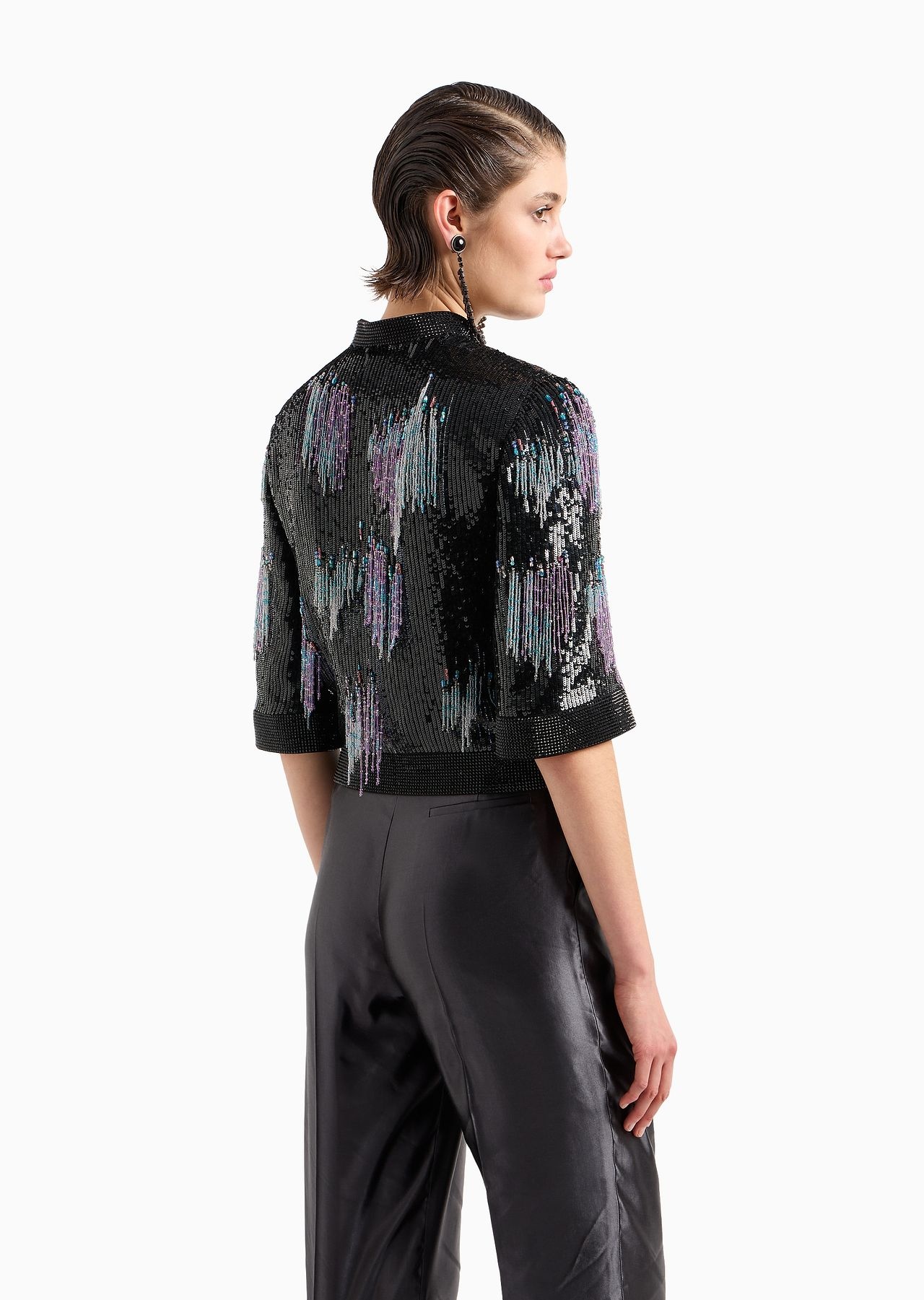 Short jacket in embroidered silk organza - 3