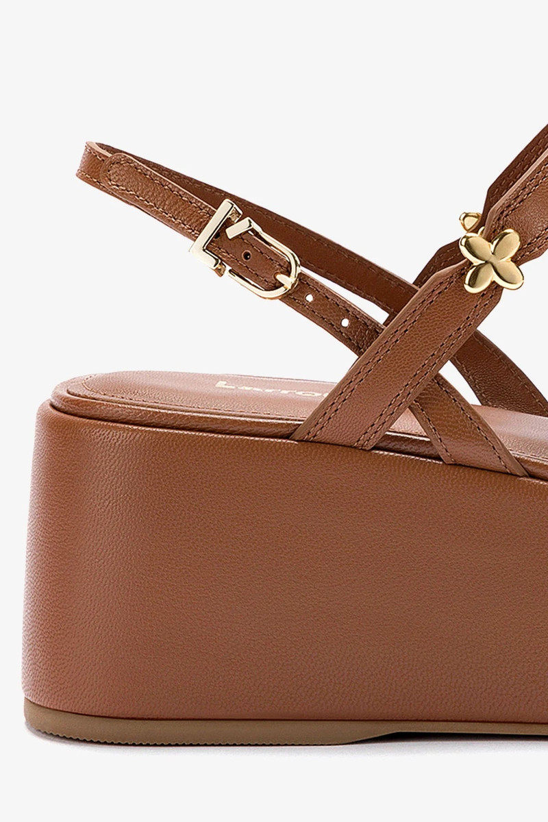 Harmony Flatform Sandal In Caramel Leather 4