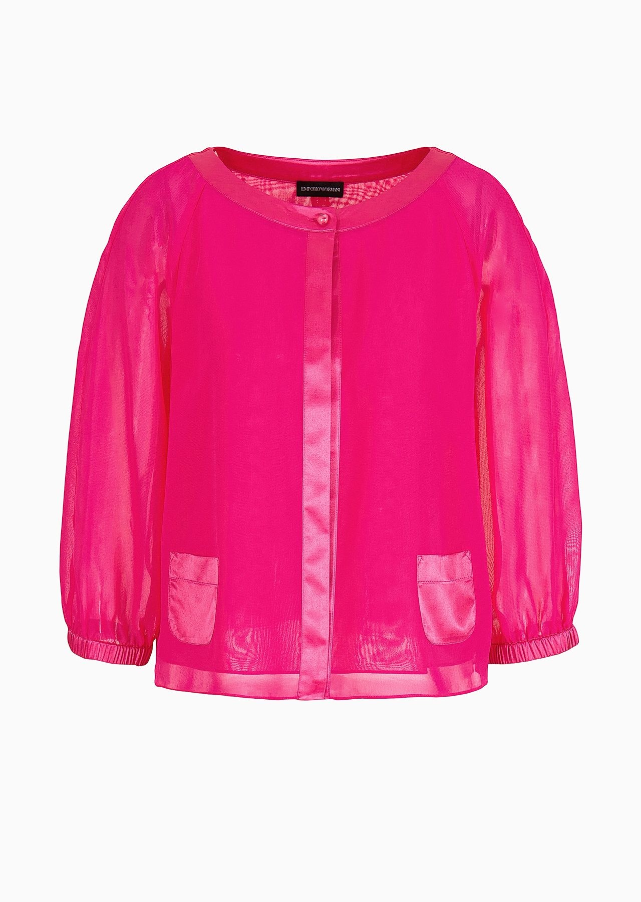 Georgette shirt with satin details - 1