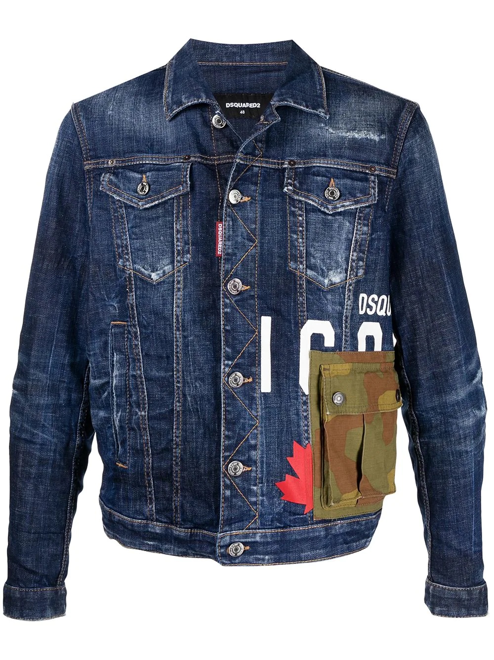 flap pocket logo denim jacket - 1