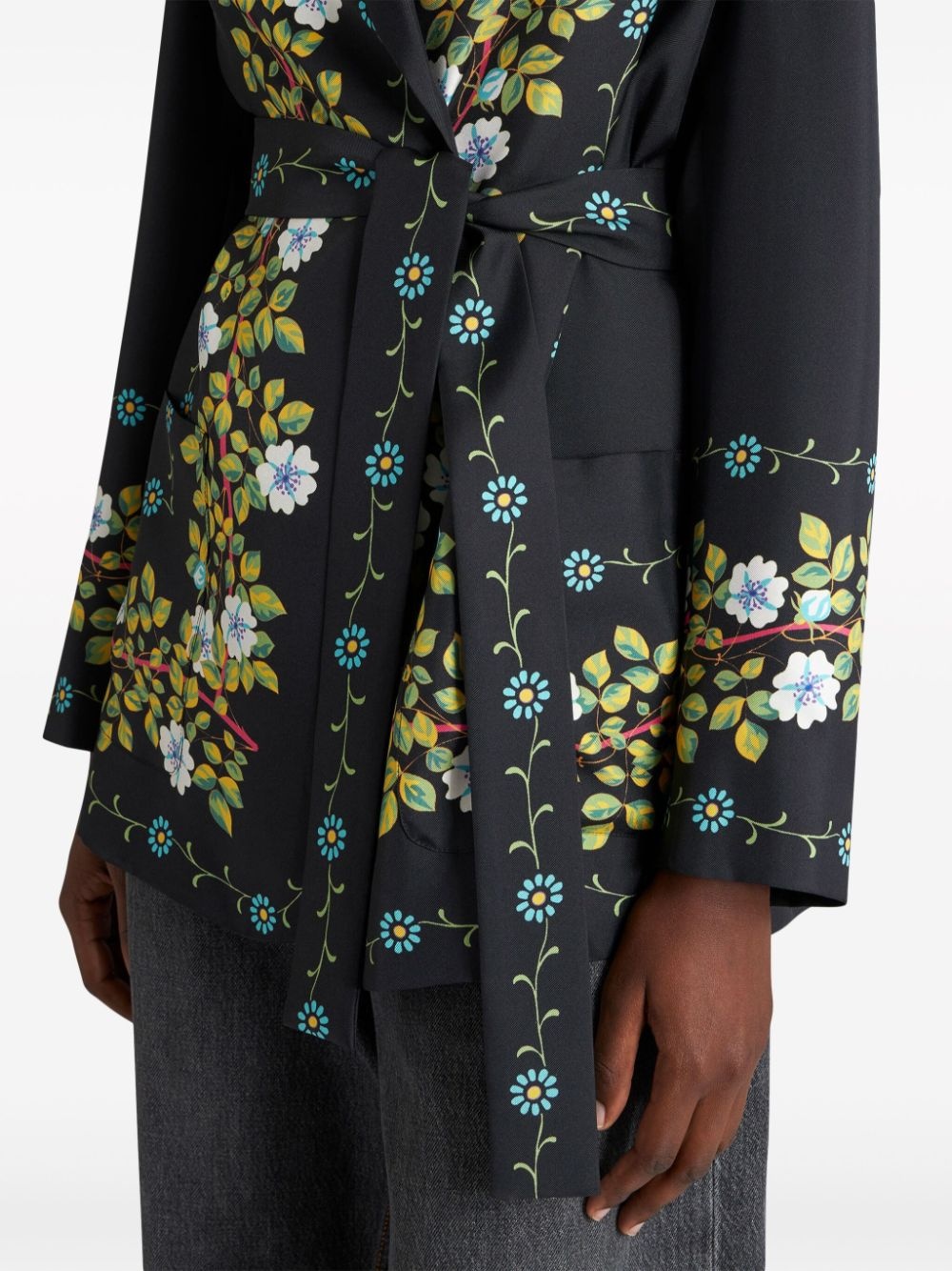 floral-print silk jacket - 4