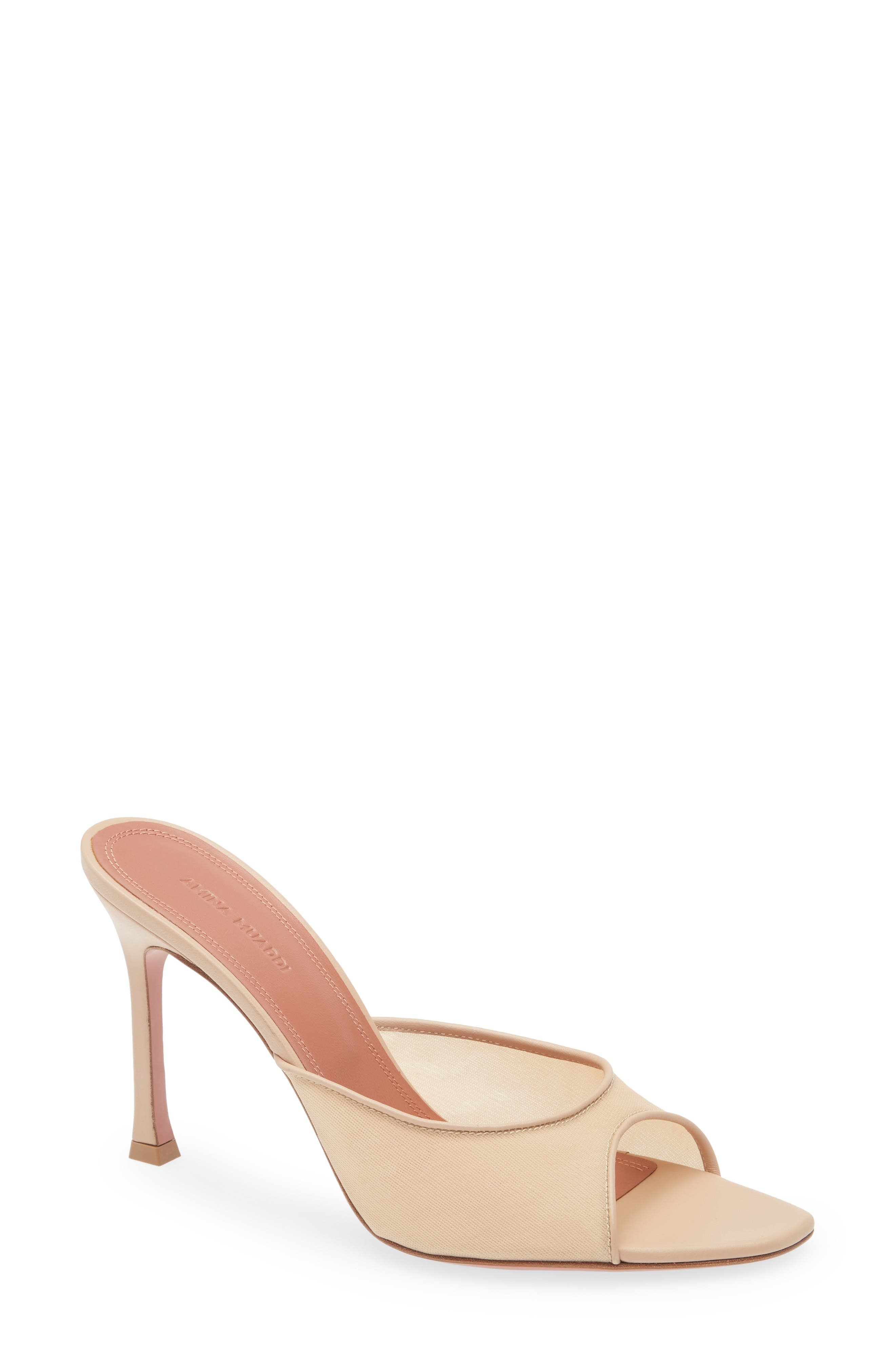 Amina Muaddi Alexa Slide Sandal in Mesh Beige at Nordstrom - 5
