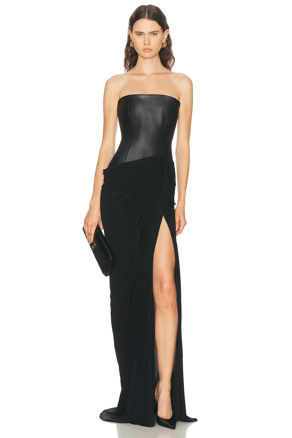 Strapless Longline Asymmetric Gown - 1