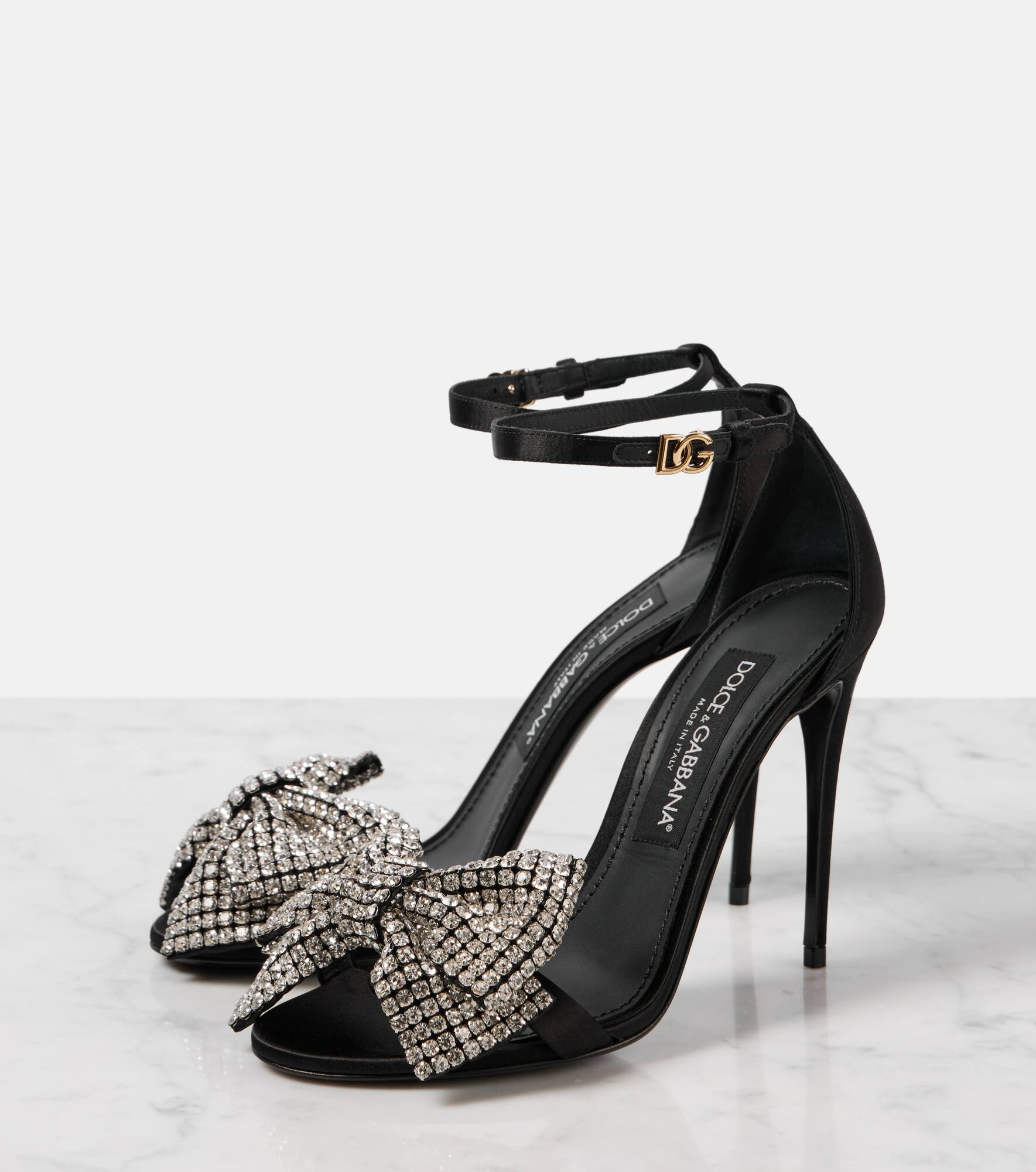 Bow Tie crystal-embellished satin sandals - 4
