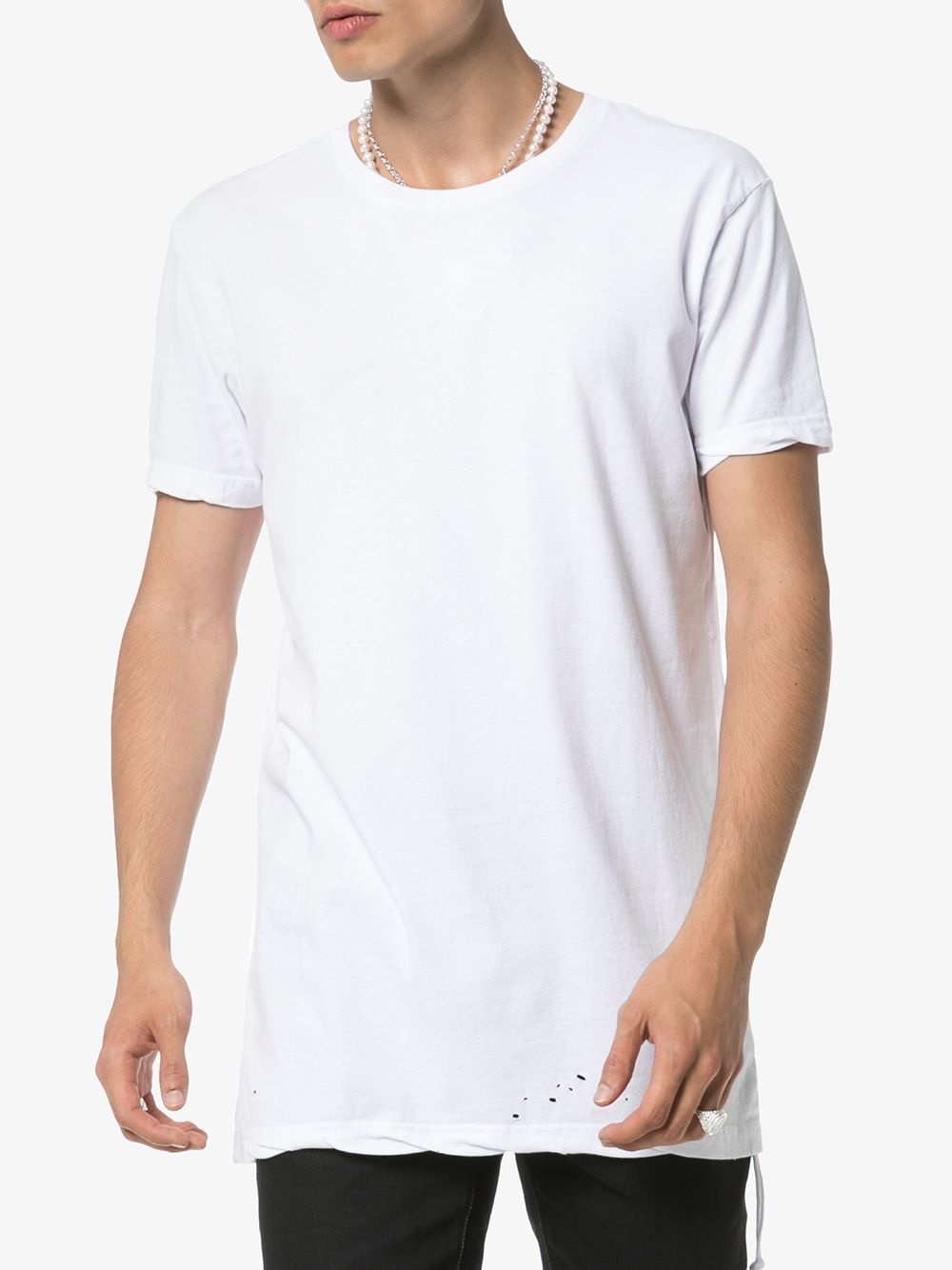 distressed-hem longline T-shirt - 3