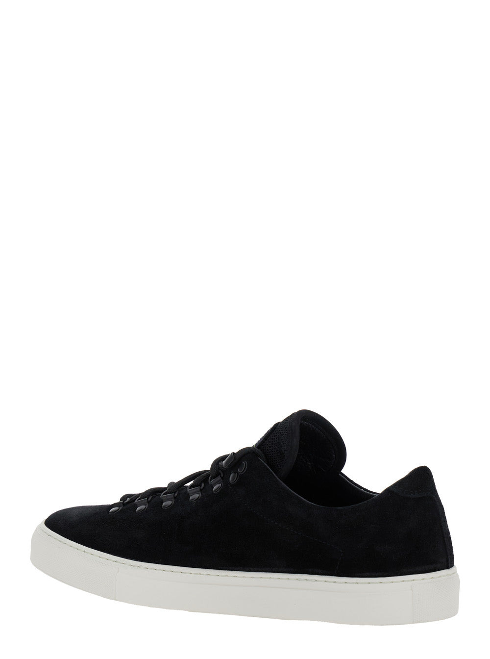 Stone Island Men Black Low Top Sneakers With Logo Patch On The Tongue In Suede Man - 3