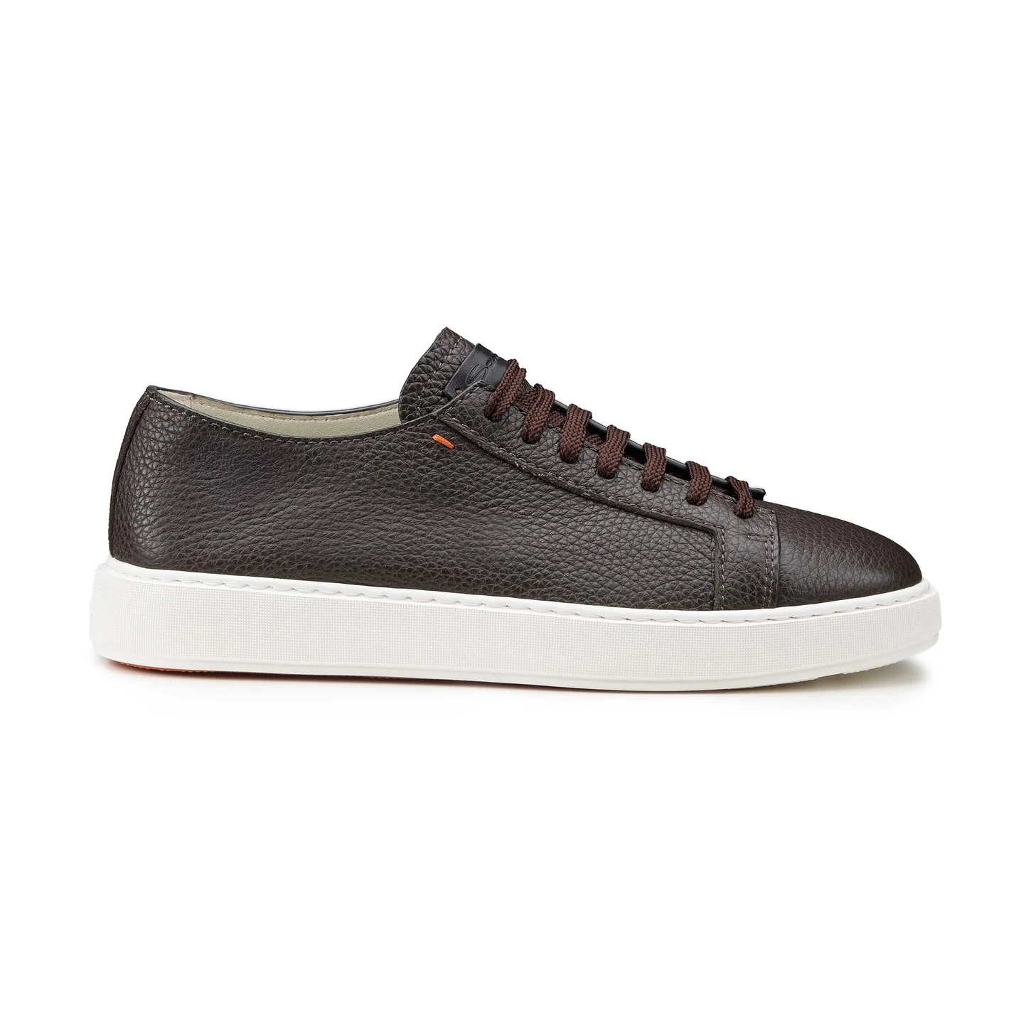 Men's dark brown tumbled leather sneaker - 1