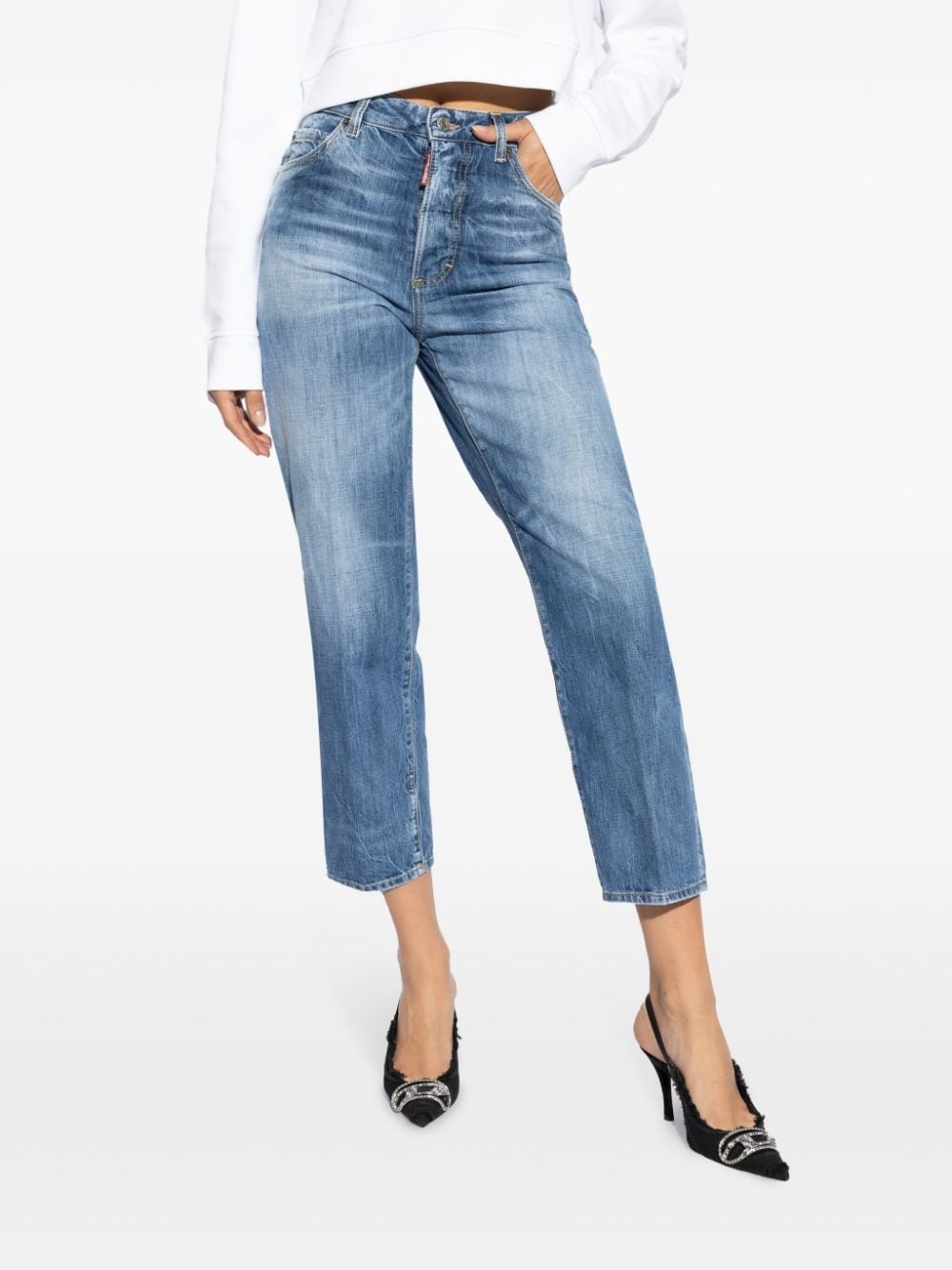 logo-patch cotton jeans - 3