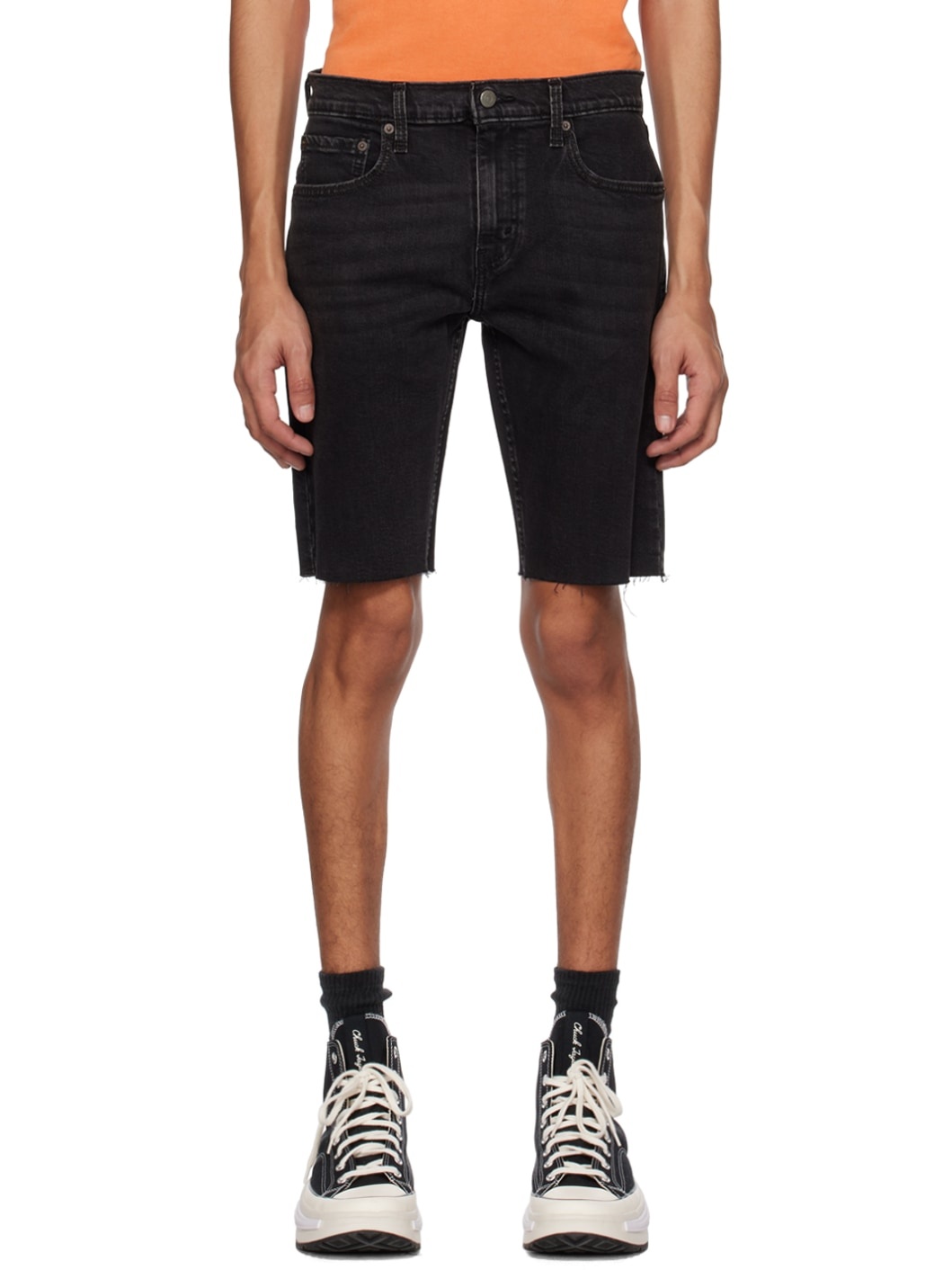 Black 412 Denim Shorts - 1