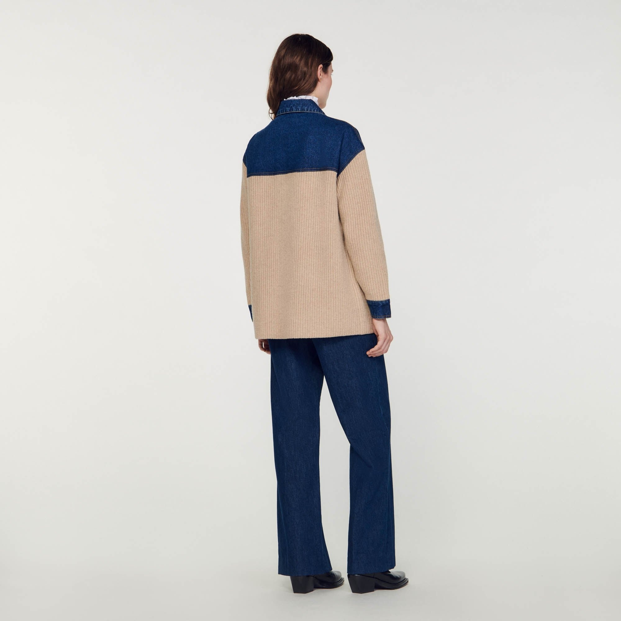 KNIT AND DENIM CARDICOAT - 6