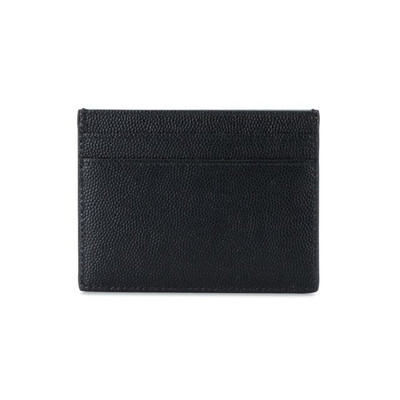 SAINT LAURENT Black grained leather card case with logo print outlook