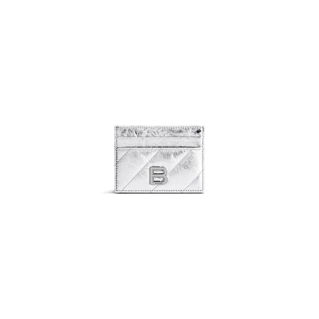 Women's Crush Card Holder Metallized Quilted  in Silver - 1