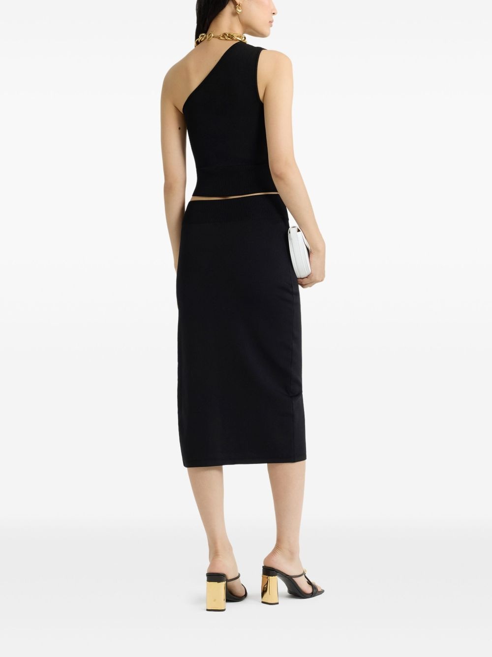 one-shoulder knitted top - 3