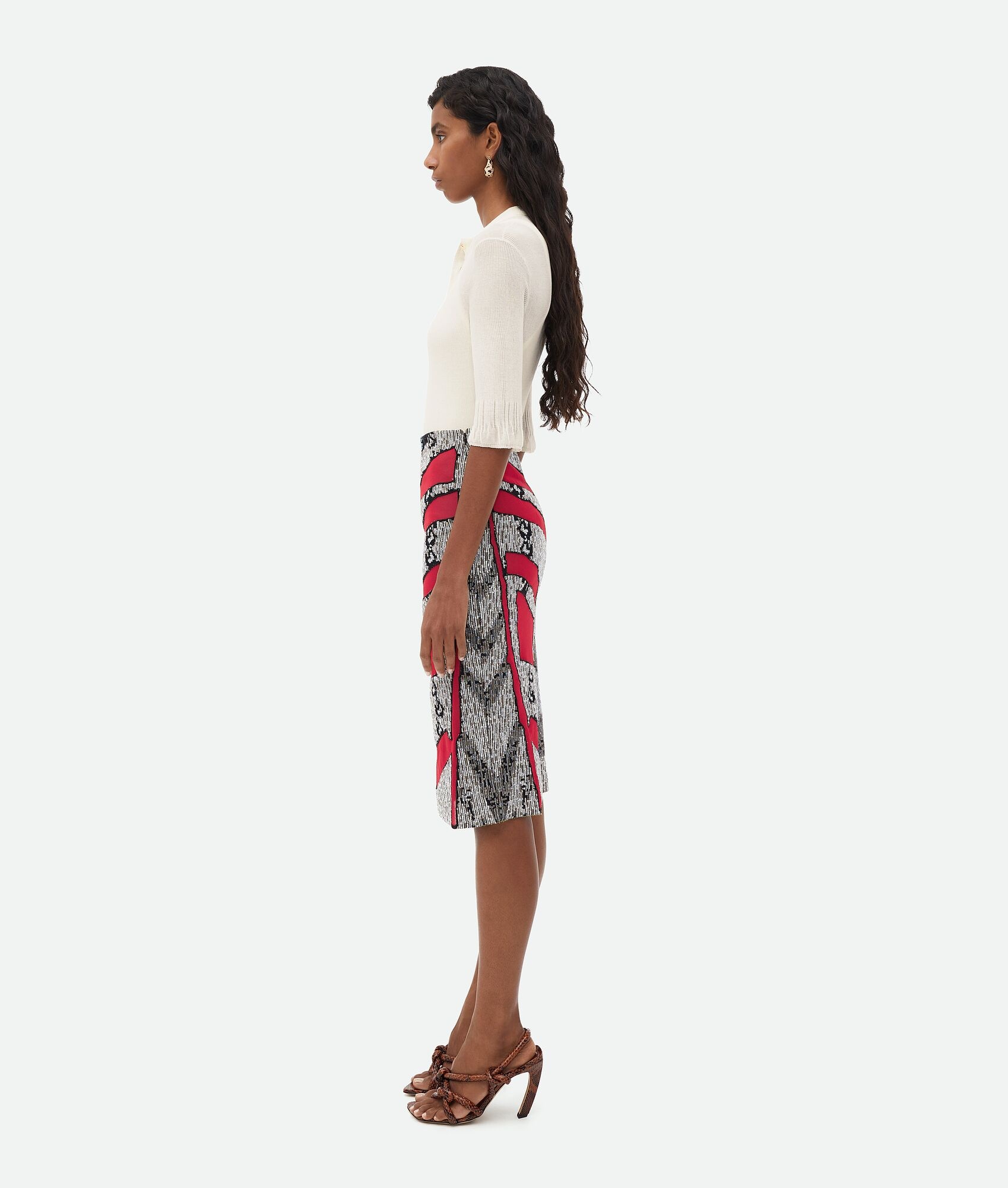 Graphic Viscose Jacquard Midi Skirt - 2