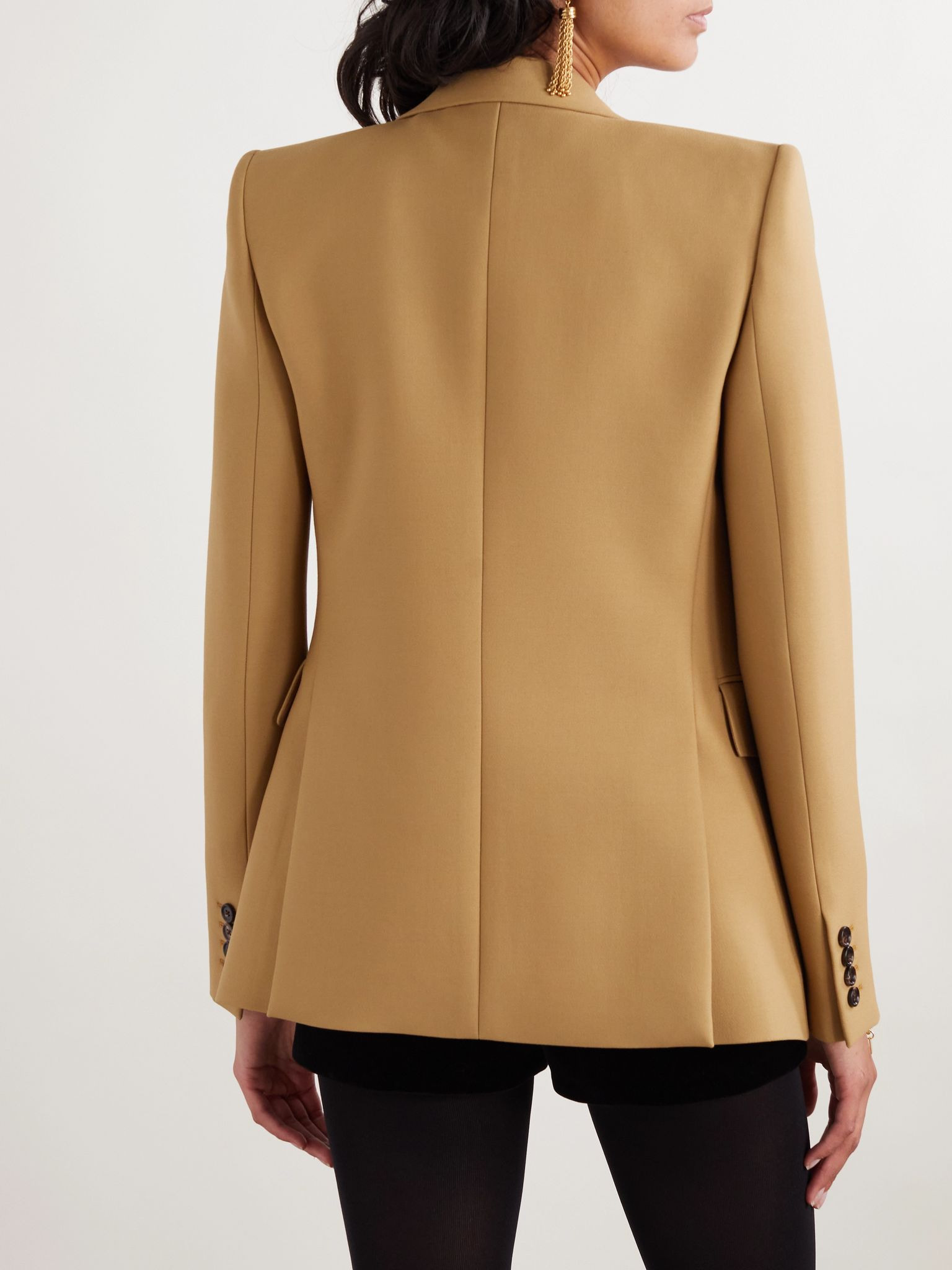 Double-breasted wool blazer Tan - 3