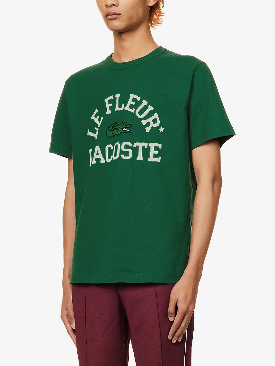 le FLEUR* x Lacoste logo-print cotton-jersey T-shirt - 3