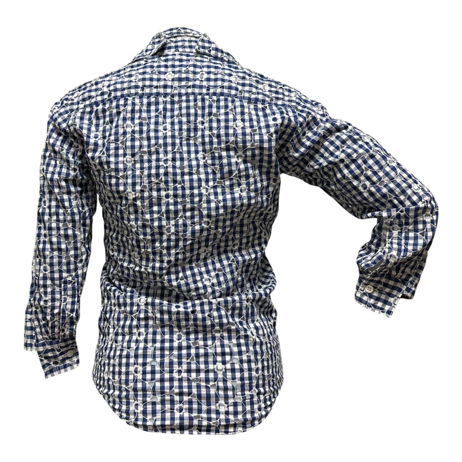 JUNYA WATANABE Spring Summer 2009 Embroidered Gingham Checkered Three-Quarter Sleeve Shirt - 2