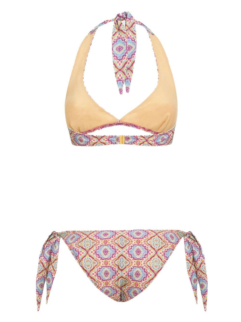 Etro monogram-print halterneck bikini outlook