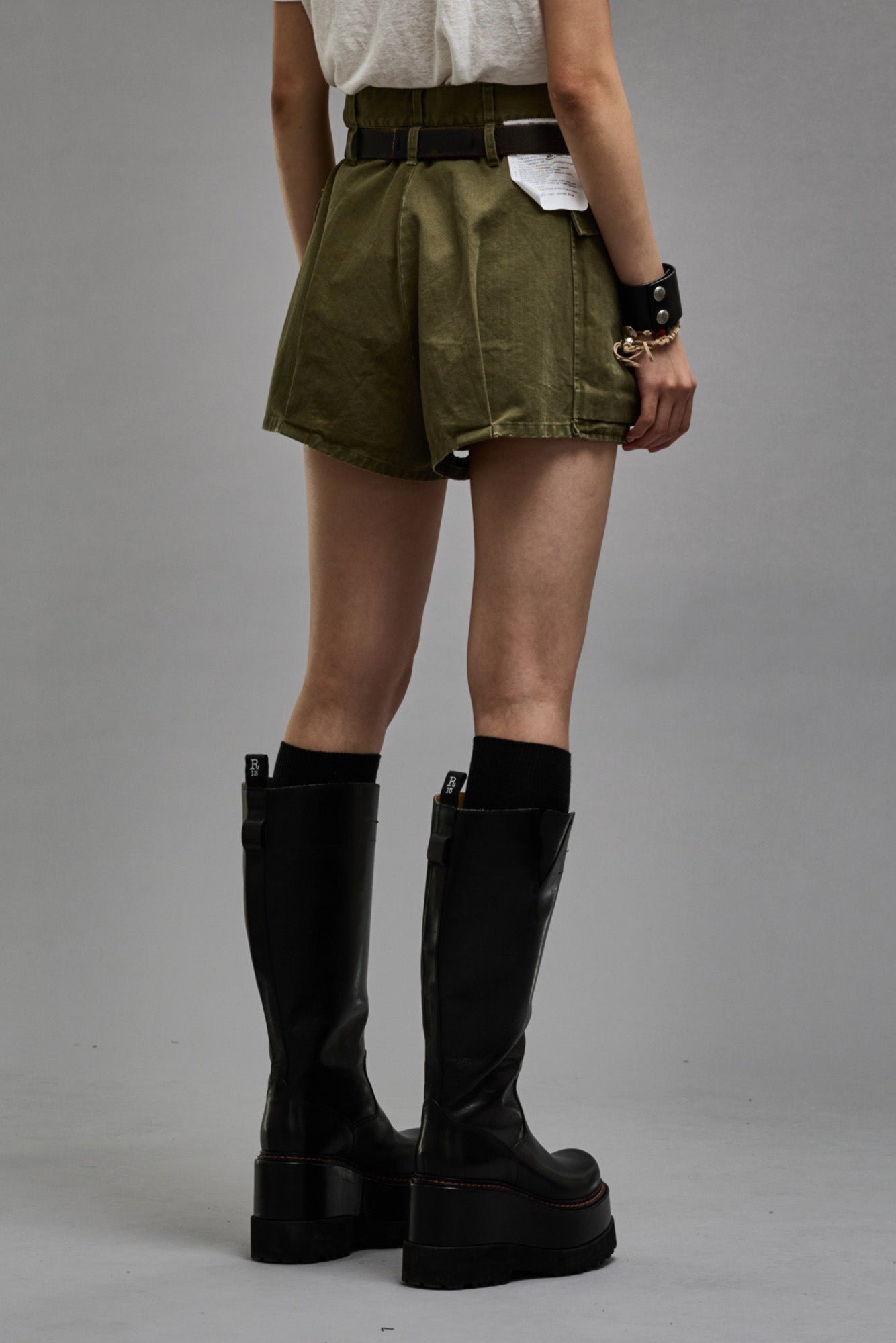 BUBBLE SKORT - OLIVE HERRINGBONE - 6