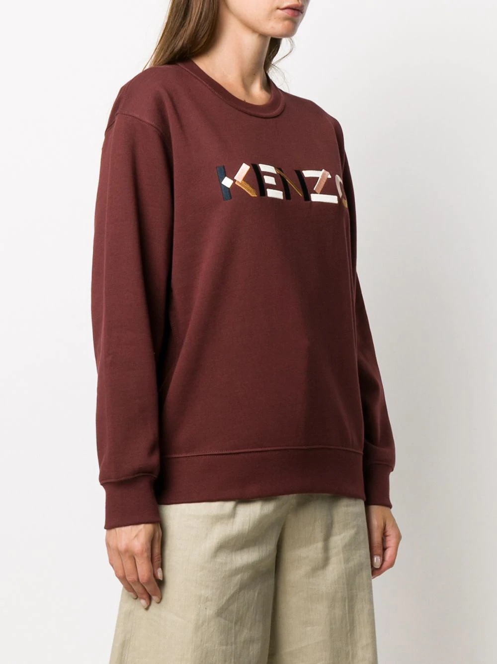 logo print cotton sweatshirt - 3