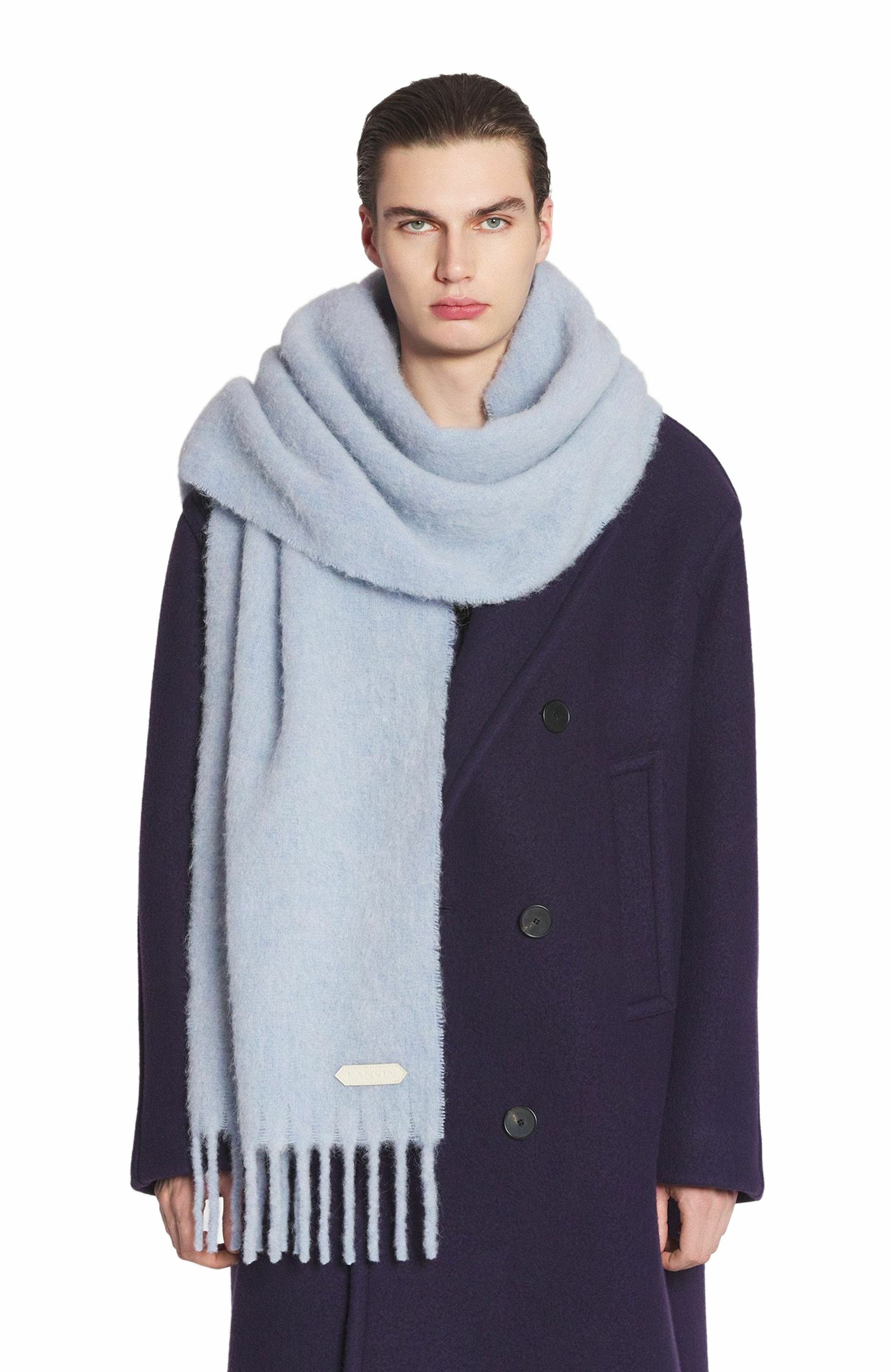 Lanvin FRINGED SCARF IN WOOL in Newlanvin Blue at Nordstrom - 3