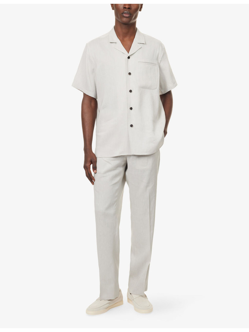 CORNELIANI Bermuda Drawstring Linen And Wool Blend Trousers outlook