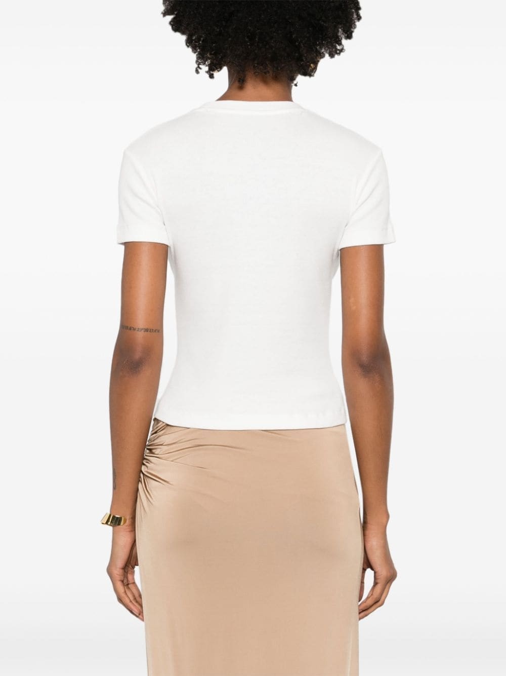logo-embroidered ribbed T-shirt - 4