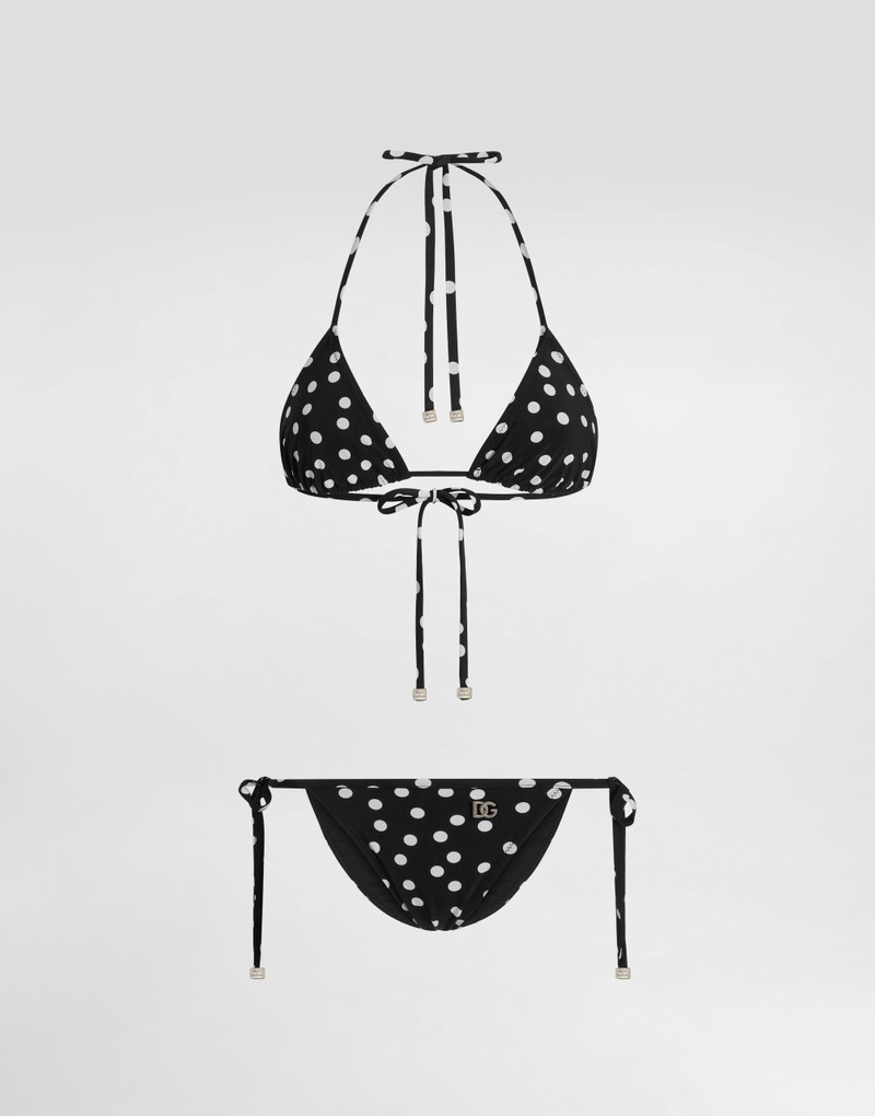 Polka-dot triangle bikini 1