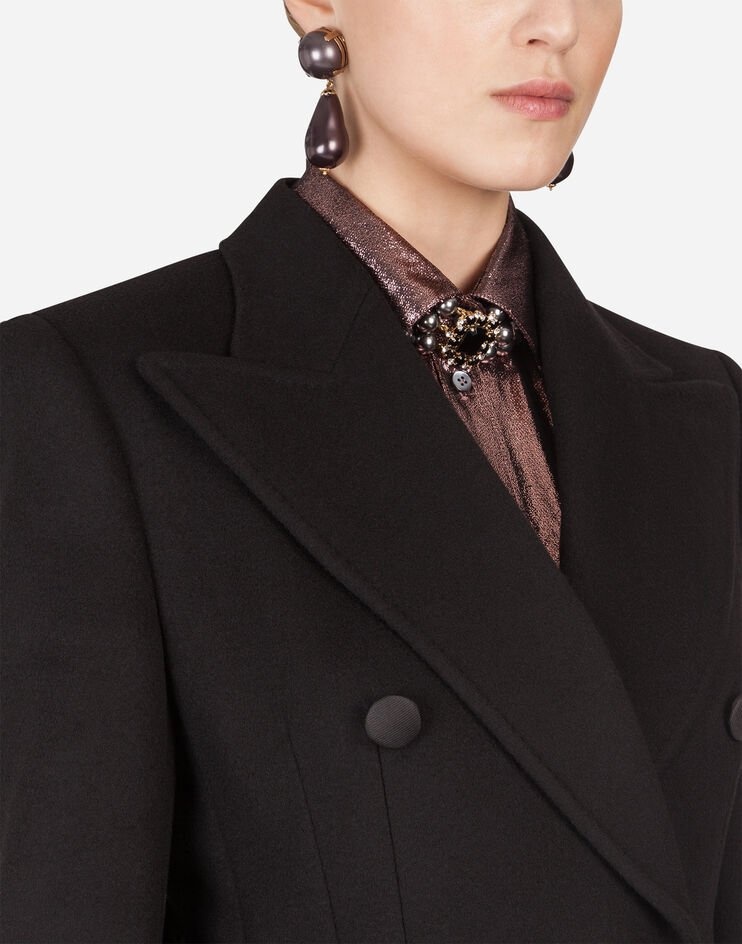 Double-breasted woolen cloth belted coat - 4