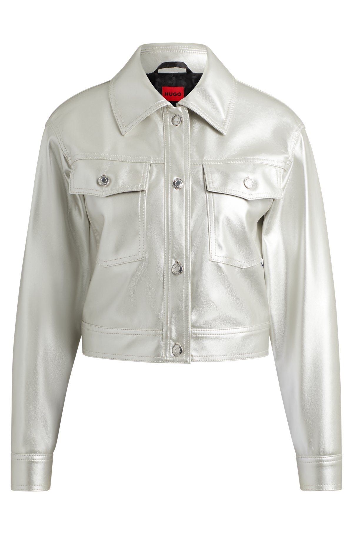 RELAXED-FIT JACKET IN METALLIC FAUX LEATHER - 1