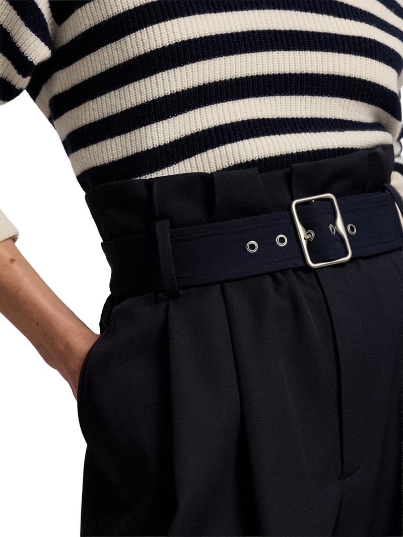 Women's Alan Wool High-Rise Wide-Leg Paperbag Pants - Icon Navy 7
