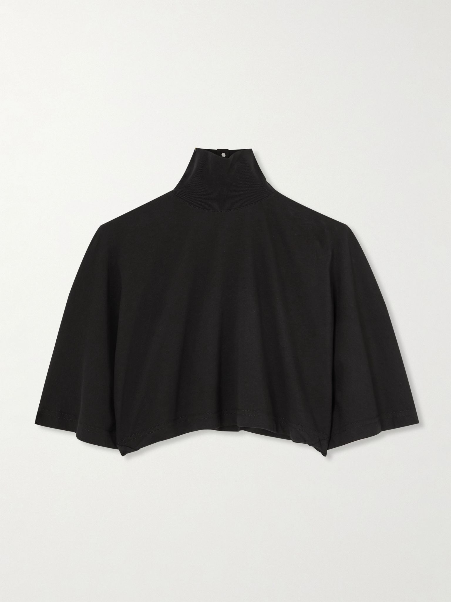 Cropped cotton-jersey turtleneck T-shirt Black - 1