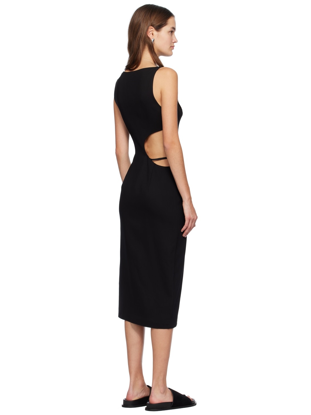 Black Arc Cutout Midi Dress - 3