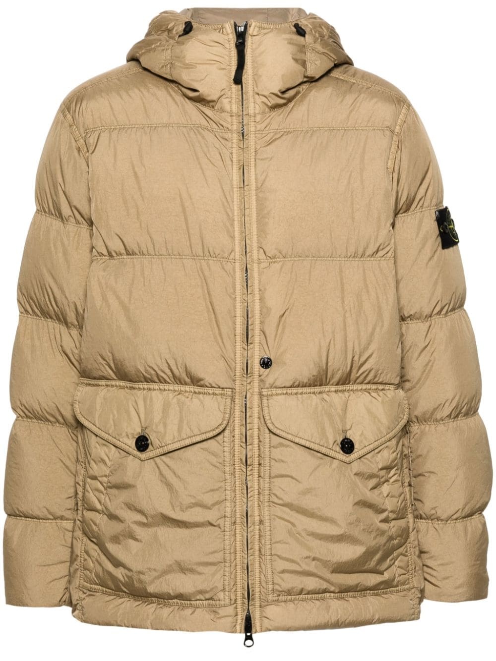 Compass-badge hooded padded jacket - 1