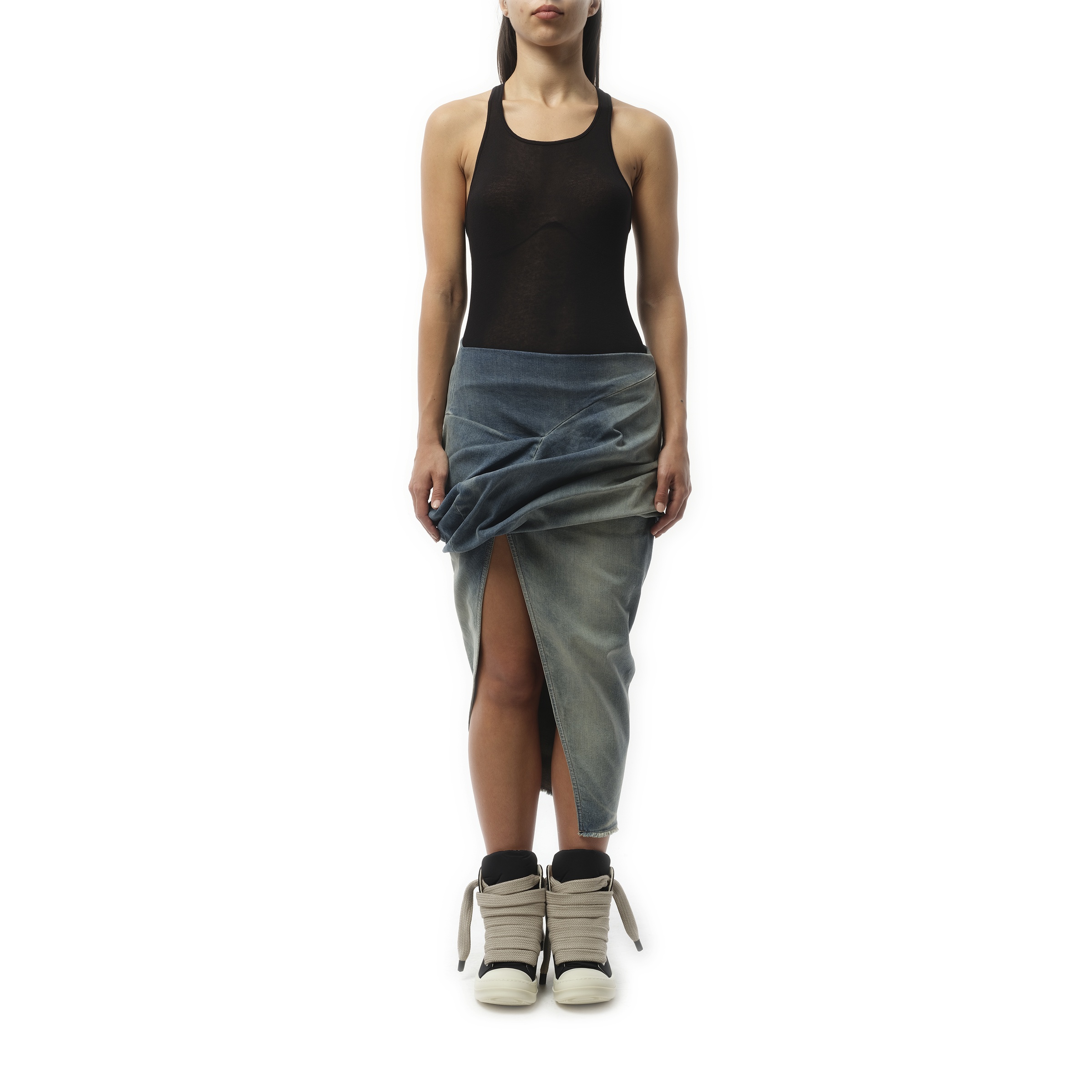 Low Twist Skirt in Washed Indigo - 4