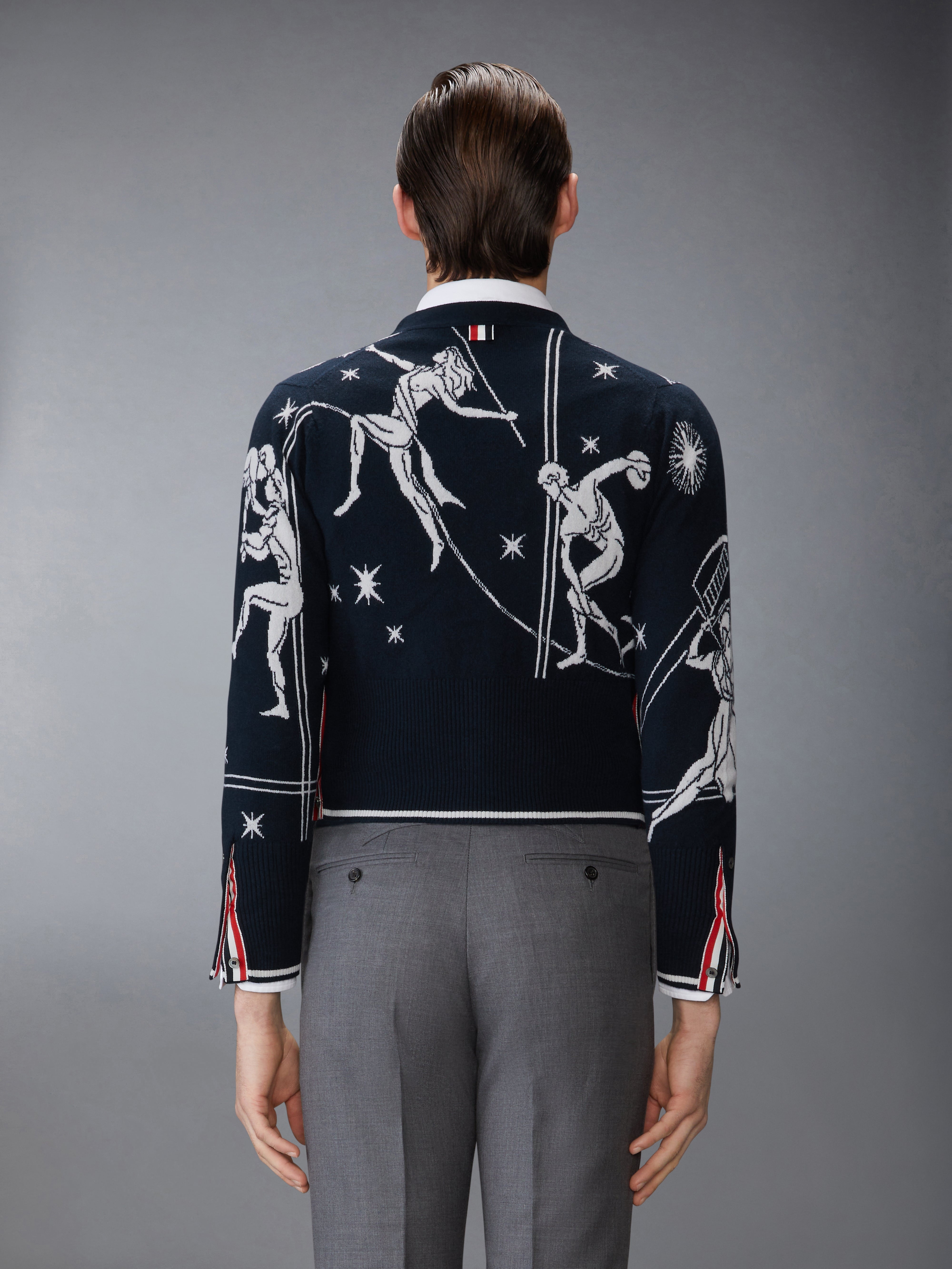 OLYMPIC CONSTELLATION CLASSIC CASHMERE V NECK CARDIGAN - 3