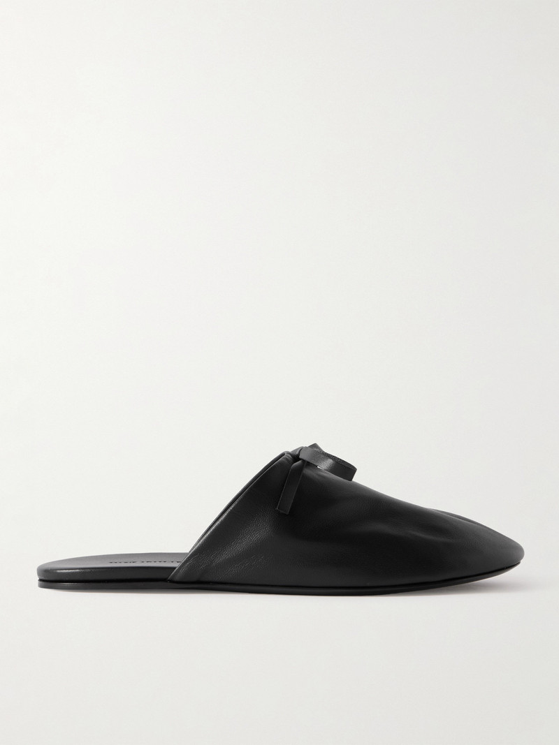 Bow-embellished Leather Slippers 1