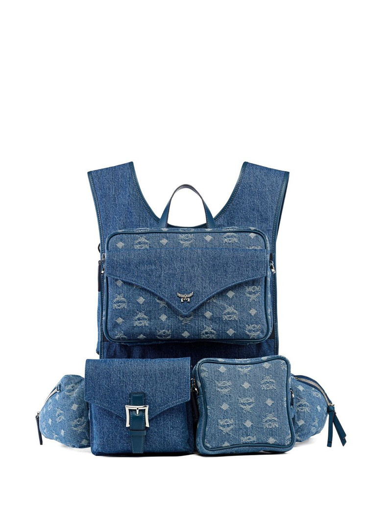 large Aren monogram-jacquard denim multi-backpack 1