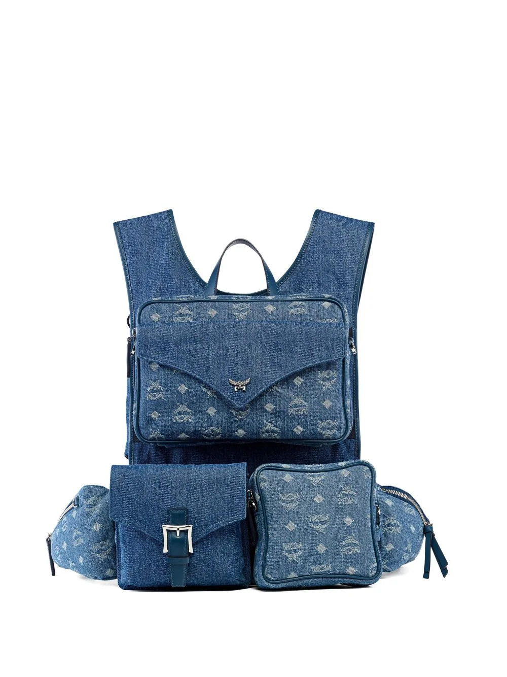 large Aren monogram-jacquard denim multi-backpack - 1