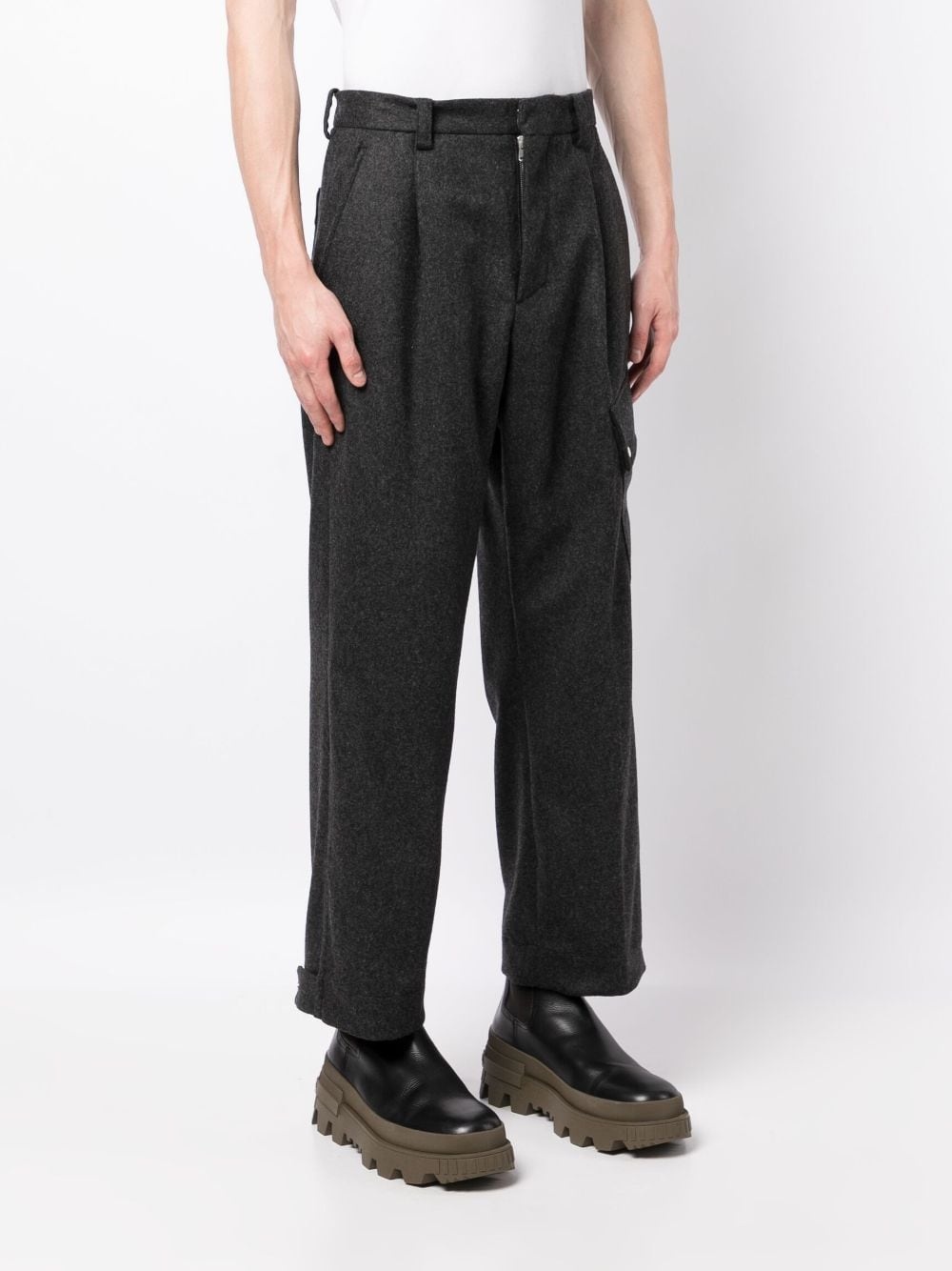 pleat-detail mid-rise cropped trousers - 3