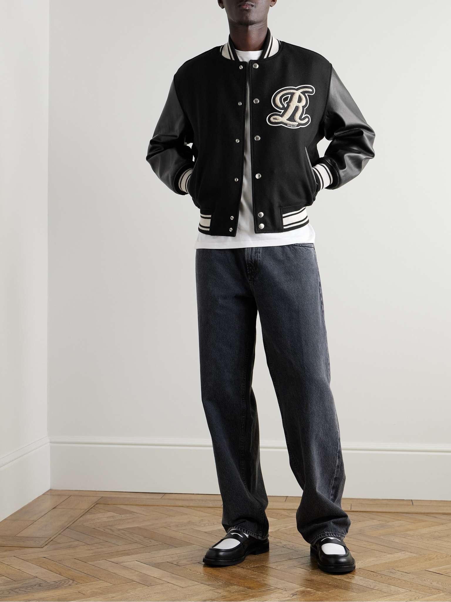 + RSVP GALLERY Logo-Appliquéd Leather-Trimmed Wool-Blend Felt Varsity Jacket - 2