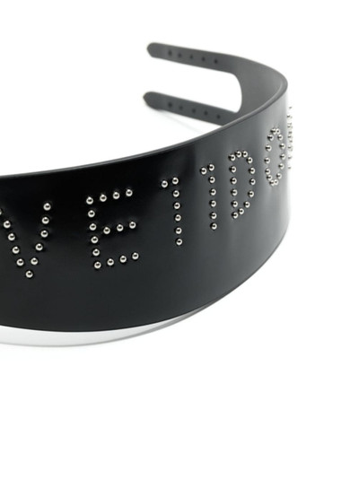 We11done logo-studded leather choker outlook